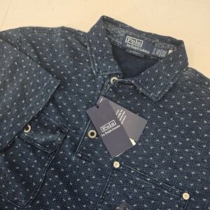 NWT Polo Ralph Lauren Classic Fit Indigo Blue Jersey Polo Denim Look Mens Size S